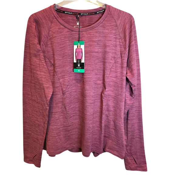 Spyder Active Shirt Long Sleeve Tee Womens Sz XL Red Heather Athletic - Picture 2 of 14